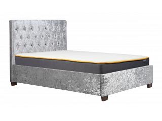 4ft6 Double Cologne - Grey steel crushed velvet fabric upholstered button back bed frame